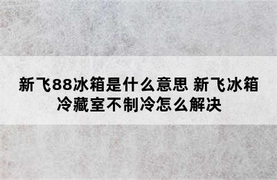 新飞88冰箱是什么意思 新飞冰箱冷藏室不制冷怎么解决